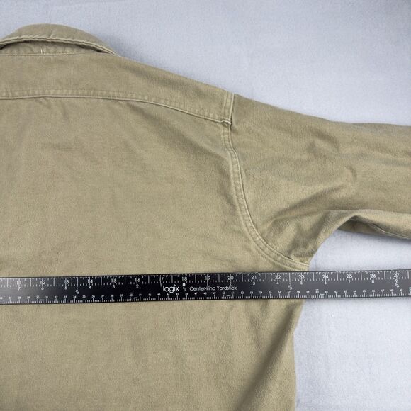 Vintage Cabela's Button Up Flannel Shirt (Sage) Mens Lg Chamois USA Made - Picture 11 of 13